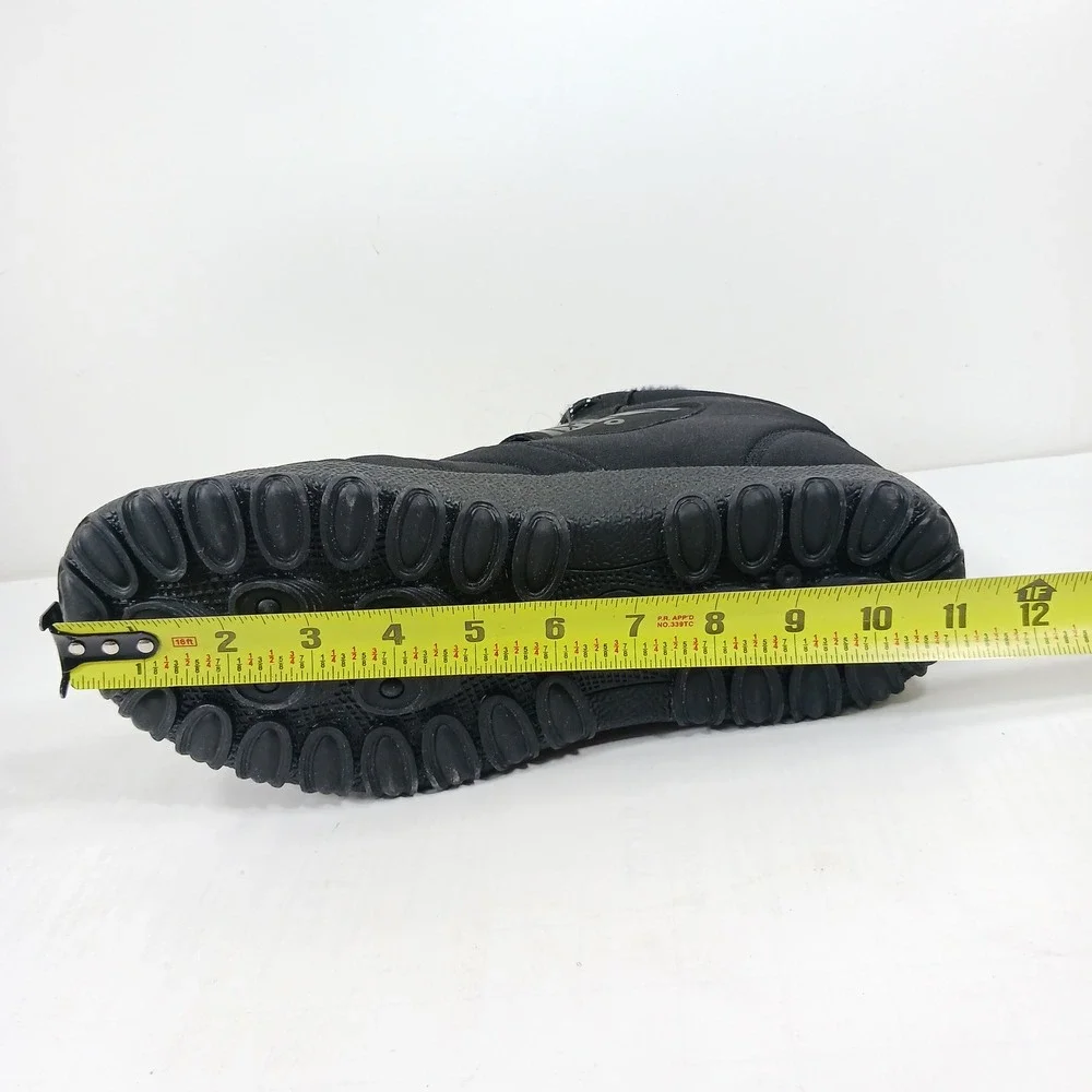 Sport Mens Black Faux Fur Lined Winter Snow Boots Quilted Bungee Strap Size 43